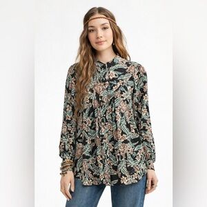 Scrapbook Boutique Floral Boho Long Sleeve Blouse